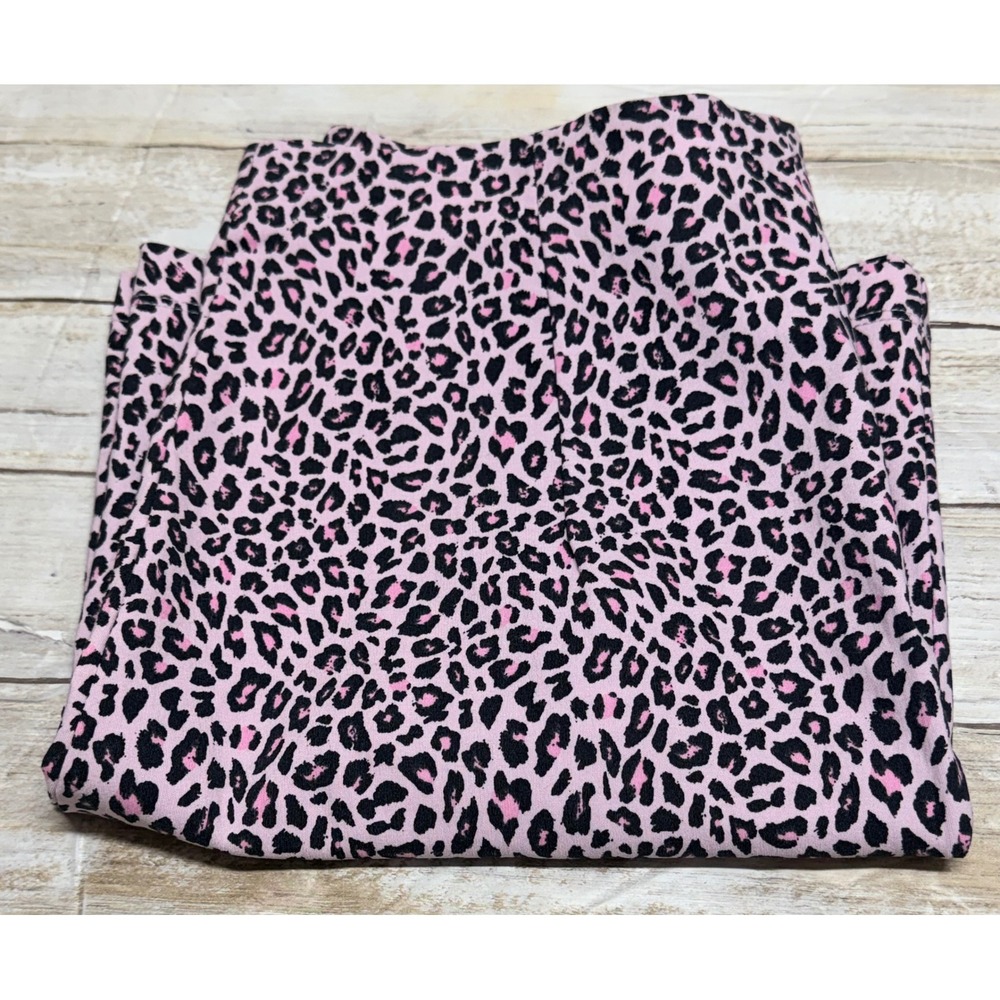 Topshop Pink Leopard‎ Print Mini Skirt Front Slits Animal Pattern Size US 6 NEW